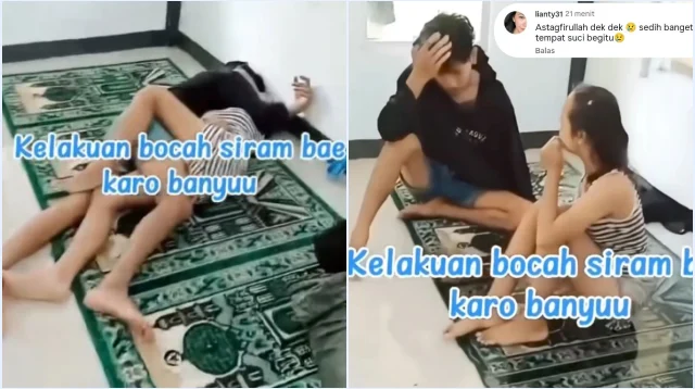 Viral! Video Asyik Tidur Berpelukan di Masjid, Pasangan Sejoli Ini Dilempar Ember oleh Warga