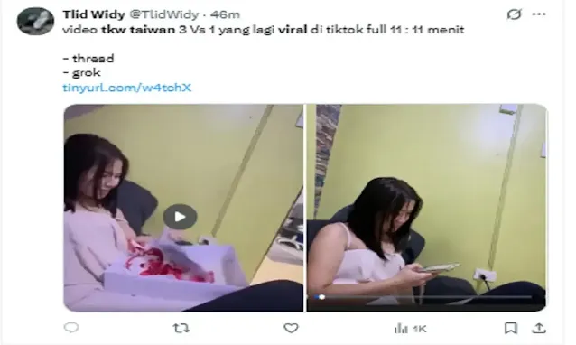 Link Video TKW Taiwan 3 Vs 1 Viral di TikTok, Fakta Terungkap! Link Video TKW Taiwan Cantik 3 Vs 1 Viral di TikTok, Fakta Terungkap!