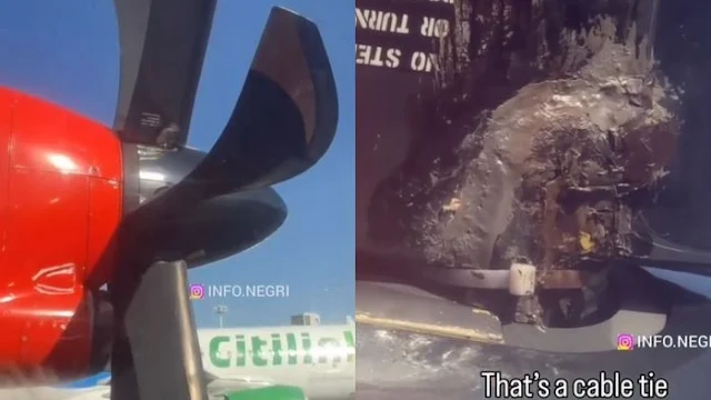 Viral! Video Bule Rekam Baling-baling Pesawat Wings Air Diikat Kabel Ties, "Ini Gila!"